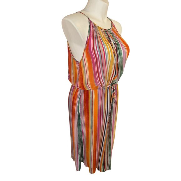 VTG Inspired Velvet Graham & Spencer Maxi Dress XL Rainbow Stripe Summer - Picture 9 of 9